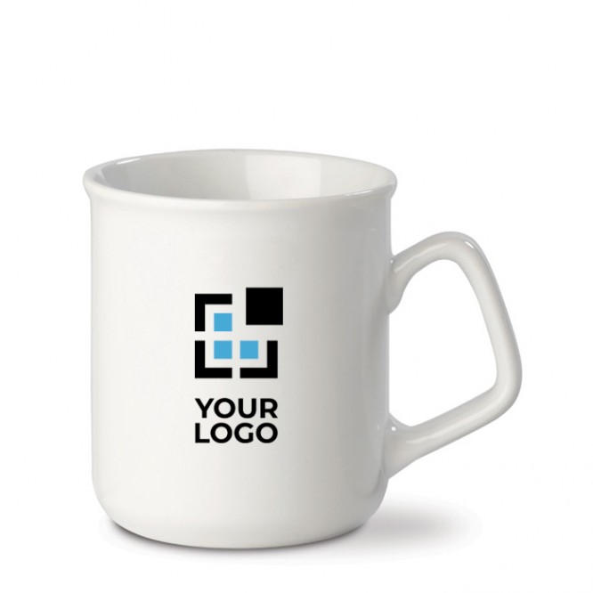Taza de porcelana blanca con borde redondo y capacidad de 280ml