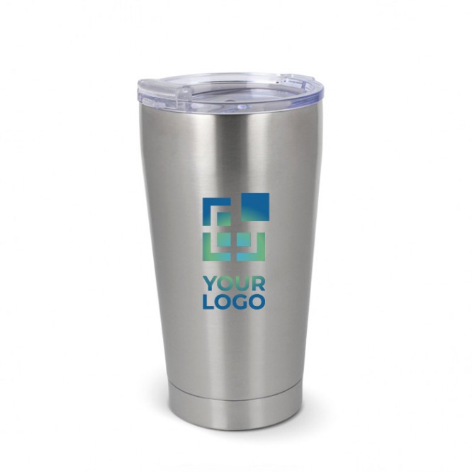 Vaso térmico take away de cerámica con detalles plateados 500ml