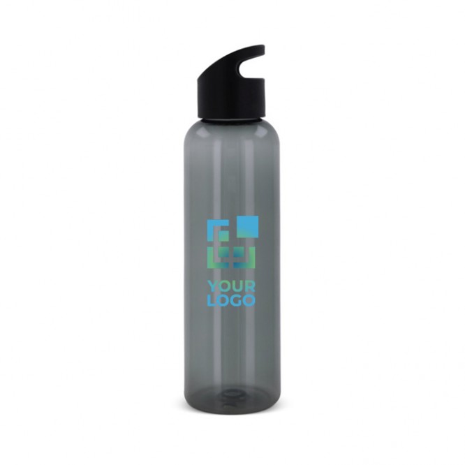 Botella de RPET de colores transparentes con asa geométrica 600ml color negro