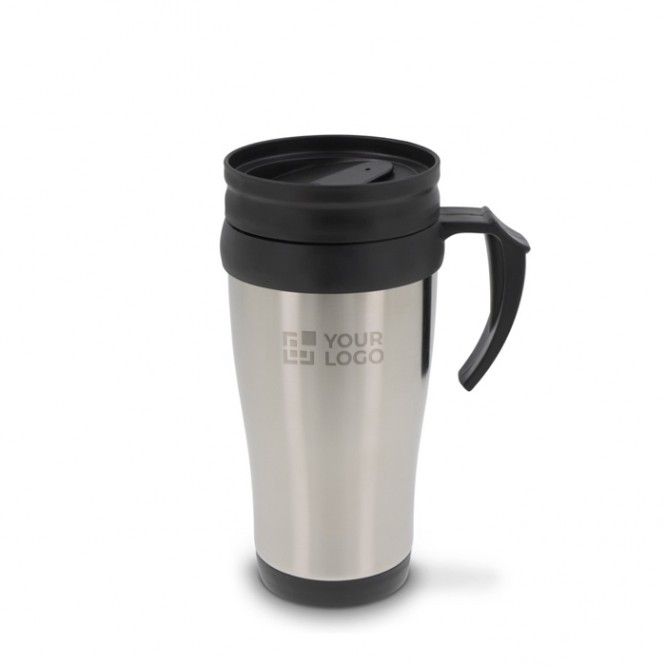 Vaso doble pared de acero inoxidable con asa para transporte 350ml