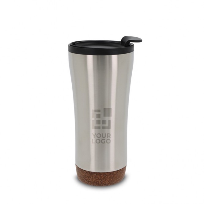 Vaso take away de doble pared con detalle de corcho en la base 480ml color blanco