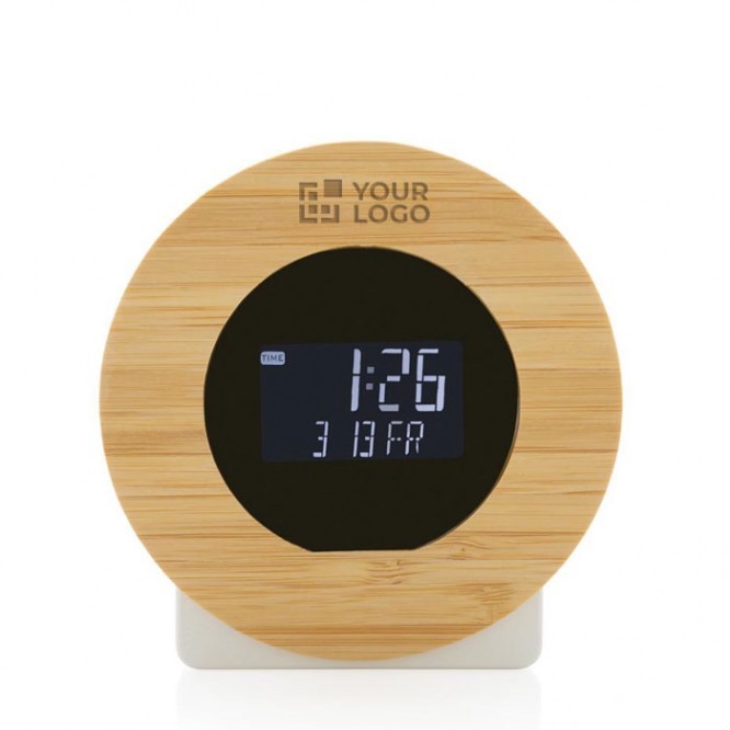 Reloj de escritorio redondo de bambú vista principal