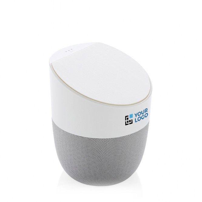 Altavoces promocionales con soporte color blanco