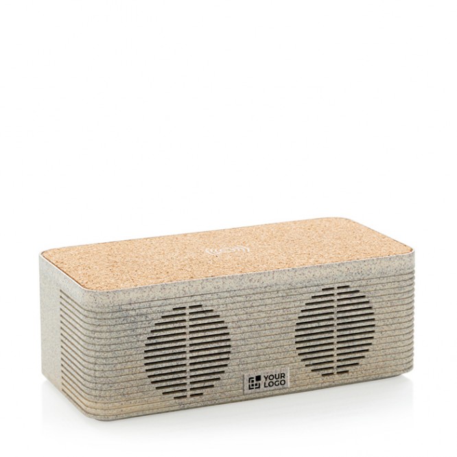 Altavoz de paja de trigo y corcho color beige