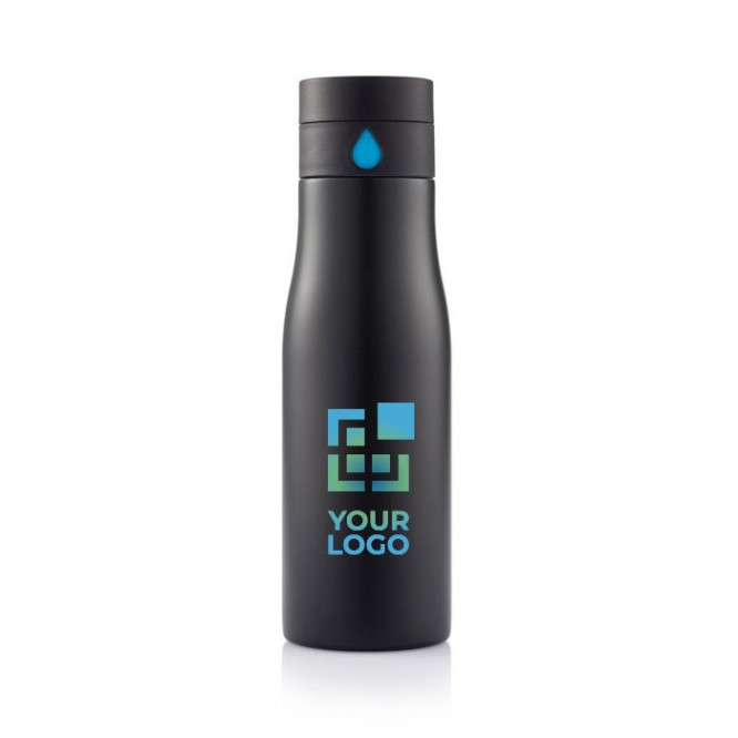 Botella con seguimiento de hidratación color negro