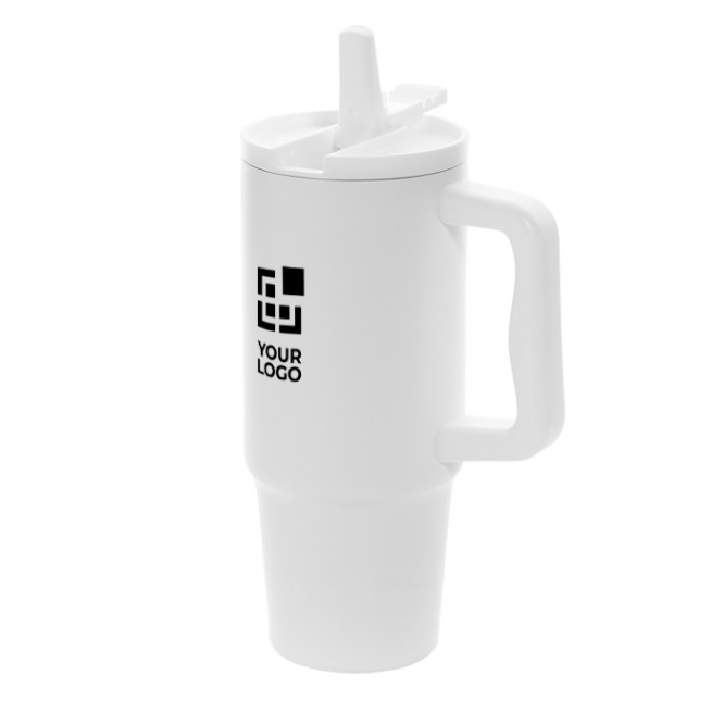 Vaso de acero reciclado con boquilla abatible y tapa de rosca 900 ml