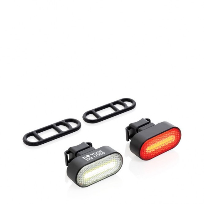 Set de dos luces de bici de plástico reciclado con 5 modos de luz