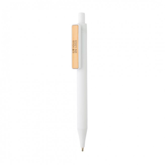 Bolígrafos de colores con clip de bambú vista principal