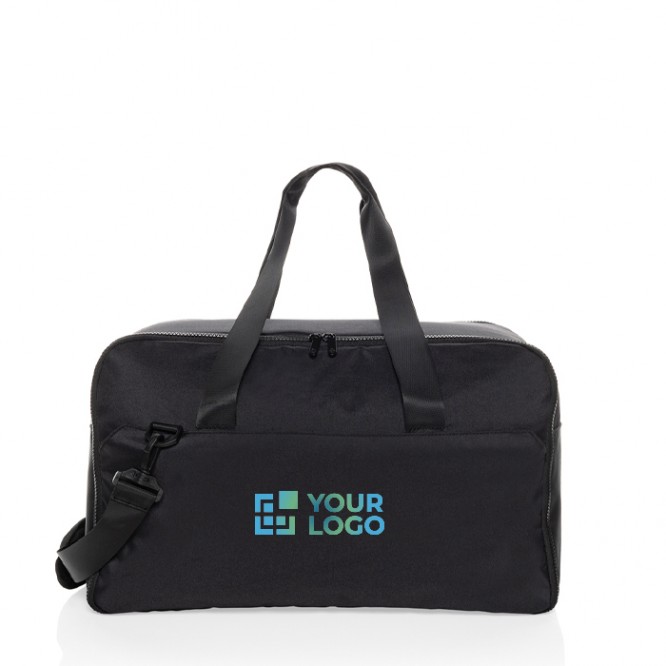 Bolsa de fin de semana con compartimento para PC 15” Swiss Peak color negro vista de impresión