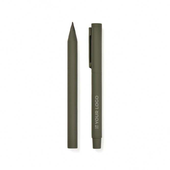 Set de bolígrafos de aluminio reciclado con revestimento de goma