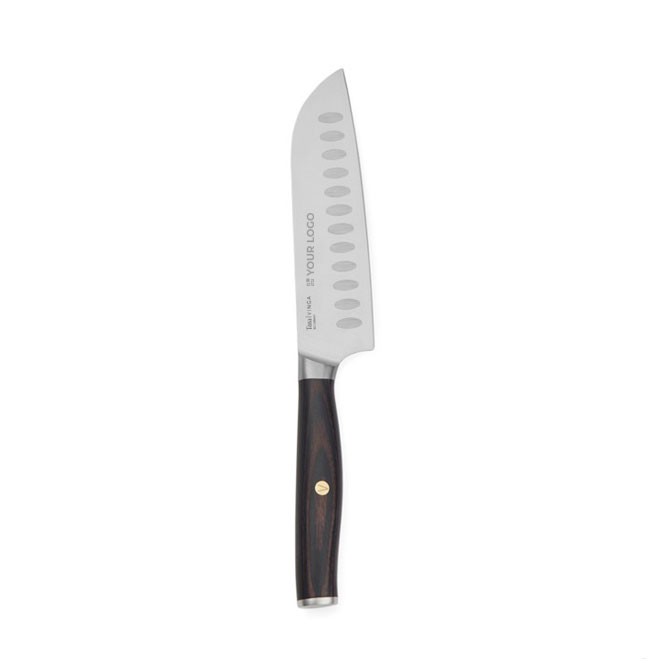 Cuchillo santoku de acero inoxidable reciclado y madera hoja 14cm