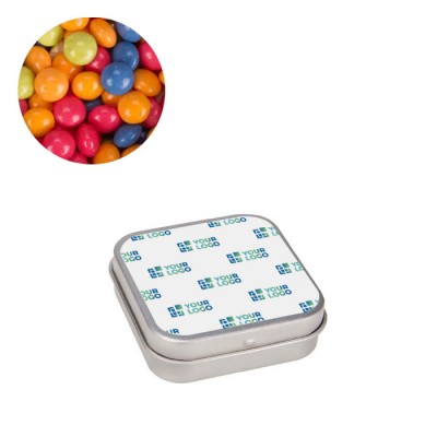 Caja plateada de mini pastillas sabor fruita de 18g