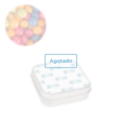 Caja plateada de mini pastillas sabor fruita de 18g color plateado vista principal - agotado