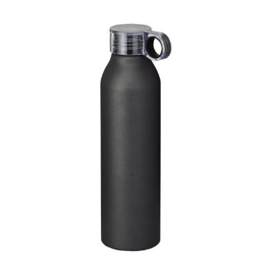 Botella metálica personalizada con tapón de rosca color negro