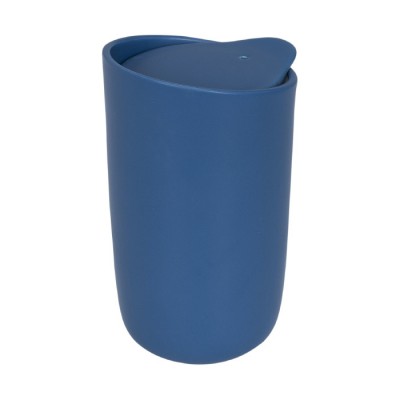 Vaso de cerámica de doble pared color azul tercera vista
