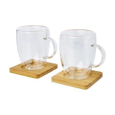Set de tazas de doble pared con posavasos