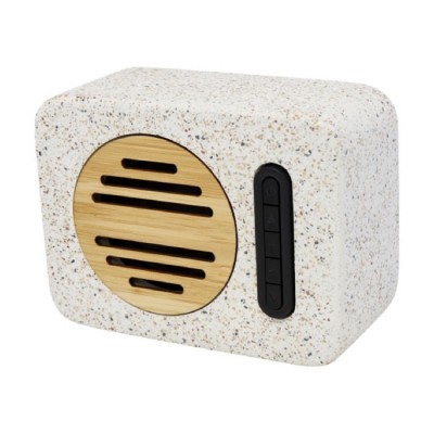 Altavoz con carcasa de terrazo y bambú