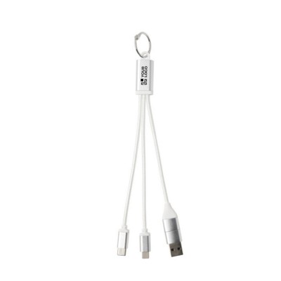 Cable de carga 4 en 1 de aluminio reciclado con llavero incluido