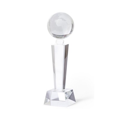 Trofeo de cristal con diseño de planeta