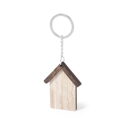 Llavero con diseño de casa en madera