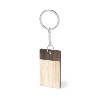 Llavero rectangular de madera color natural segunda vista