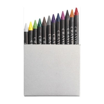 Doce ceras de color en caja de cartón
