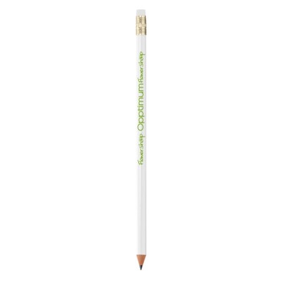 lápiz bic con goma personalizado con logo color blanco