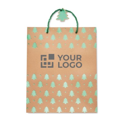 Bolsa de papel de Navidad color dorado vista principal 
