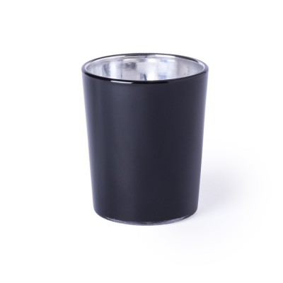 Vela aromática en recipiente de cristal color negro