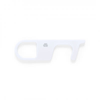 Llavero antibacteriano y anticontacto con logo color blanco
