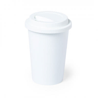 Tazas take away personalizadas compostables color blanco