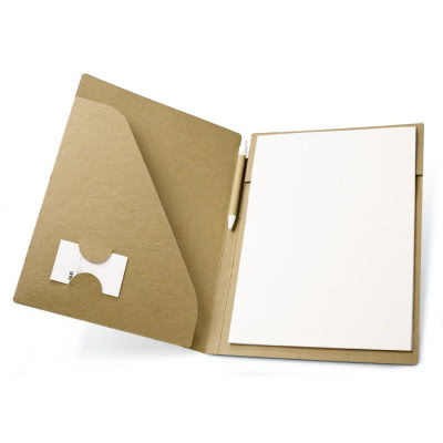 Portafolios de cartón con logo color marfil con logo
