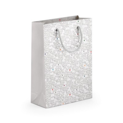 Bolsa de papel estucado para regalo color gris claro segunda vista
