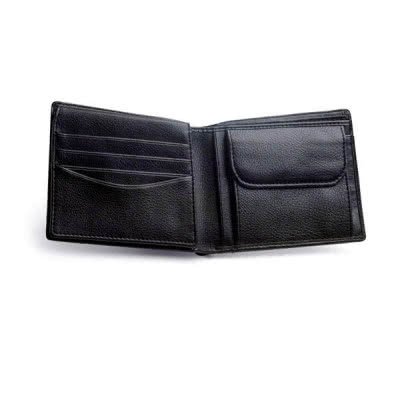 Cartera publicitaria de piel color negro