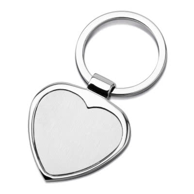 Llaveros de metal forma corazón color plateado mate