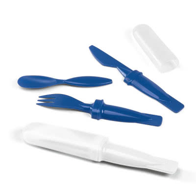 Set de cubertería para publicidad color blanco vista productos