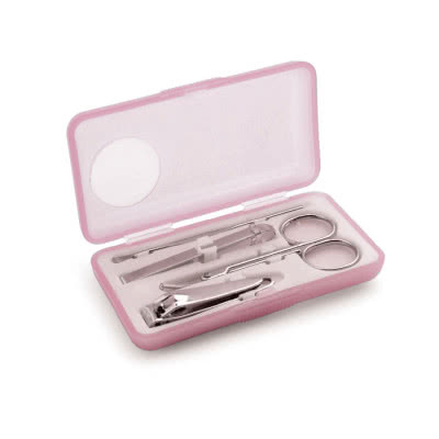 Elegante estuche de manicura publicitario color rosa