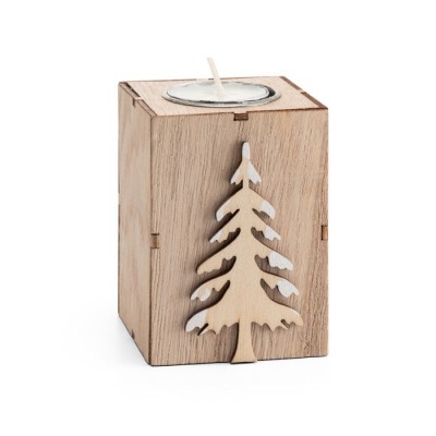 Portavelas de madera navideño