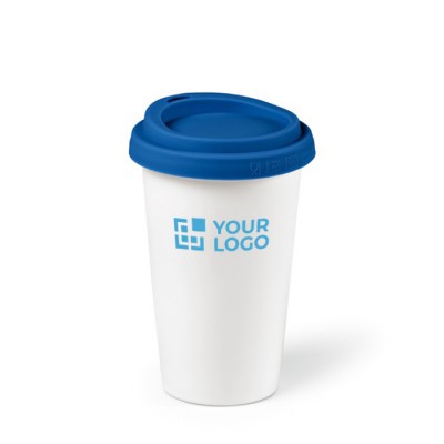 Taza térmica de cerámica take away con tapa de silicona 290ml vista principal