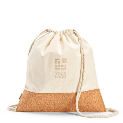 Bolsa de cuerdas de algodón reciclado con fondo de corcho 180 g/m2 vista principal