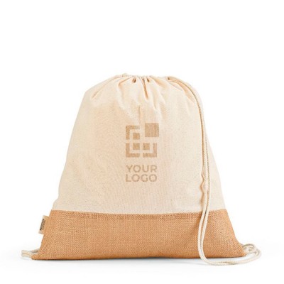 Bolsa con cuerdas de algodón reciclado y base de yute 180 g/m2 vista principal