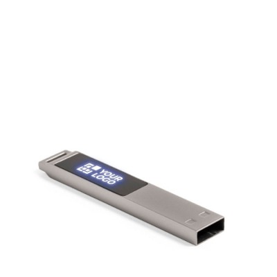 USB de metal plano con logo iluminado