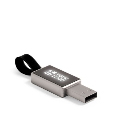 USB metálico con logo iluminado y cinta vista principal