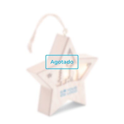 Estrella navideña de madera decorada con luz y cordón para colgar vista principal - Agotado