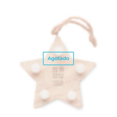 Estrella colgante navideña de madera con iluminación LED vista principal - Agotado