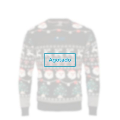 Jersey de estampado navideño con 10 luces LED talla S/M color negro vista de impresión - Agotado Jersey de estampado navideño con 10 luces LED talla S/M color negro vista de impresión - Agotado