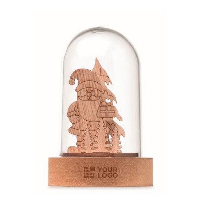 Adorno de Navidad de madera en carcasa transparente con luz LED
