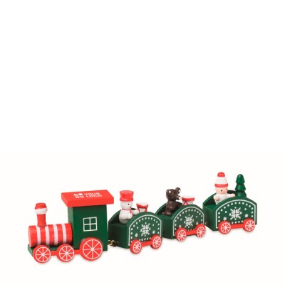 Tren de madera con muñequitos y temática navideña personalizable
