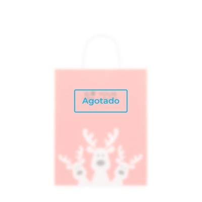 Bolsa de regalo navideña de papel en tamaño mediano hecho en EU color rojo vista de impresión - agotado