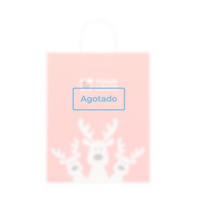 Bolsa de regalo navideña de papel en tamaño grande hecho en EU color rojo vista de impresión - agotado